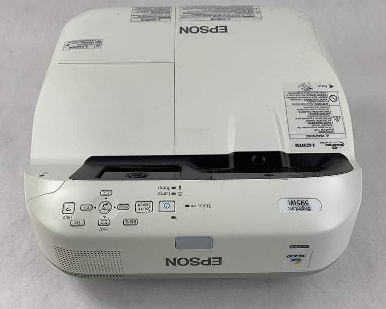 Epson BrightLink 595Wi H599A LCD Lamp Projector 2809 Lamp Hours - No Remote