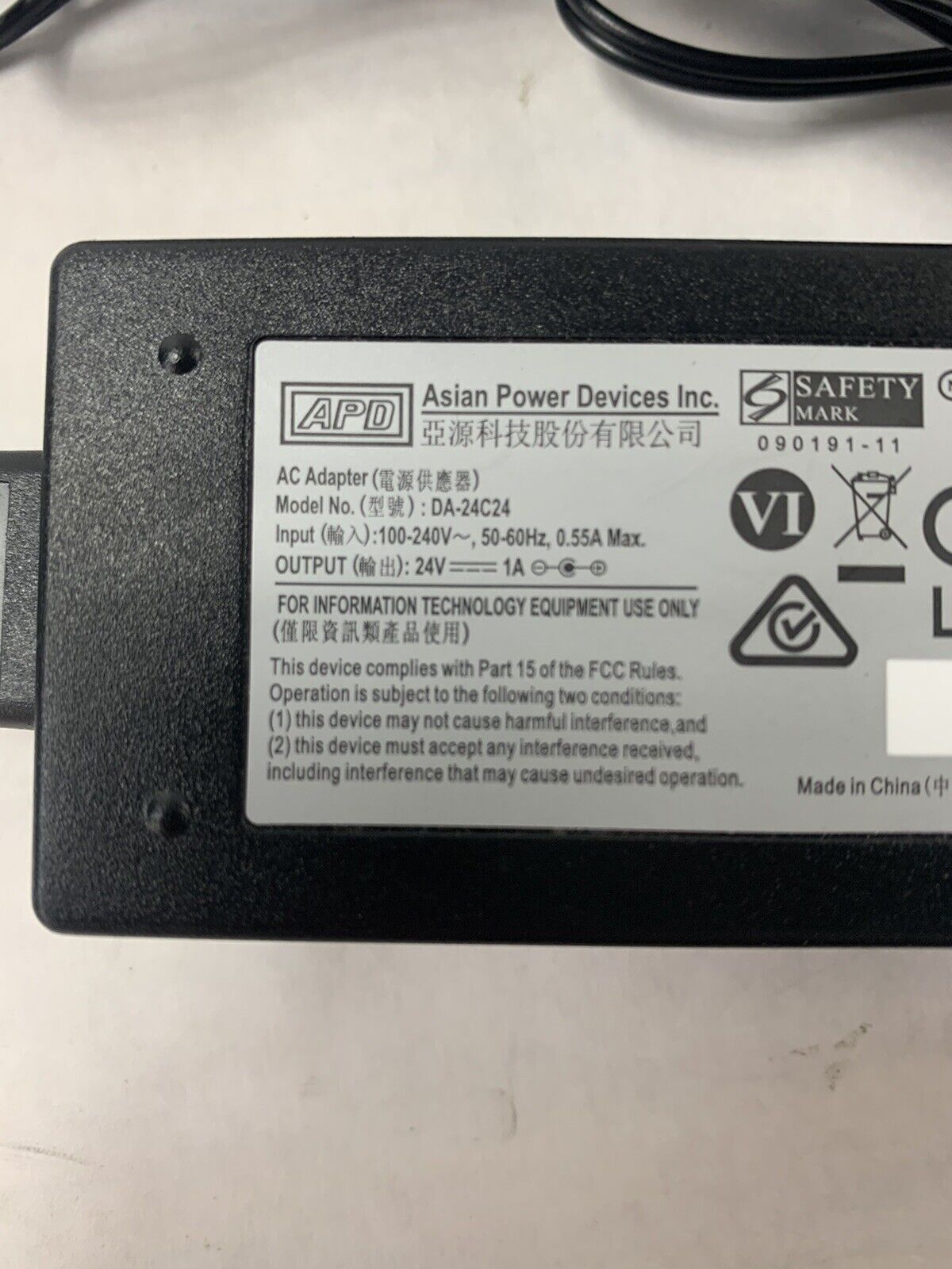 Lot 2 Genuine APD AC Adapter DA-24C24  24V 1A Power Supply 24W With OEM Cord
