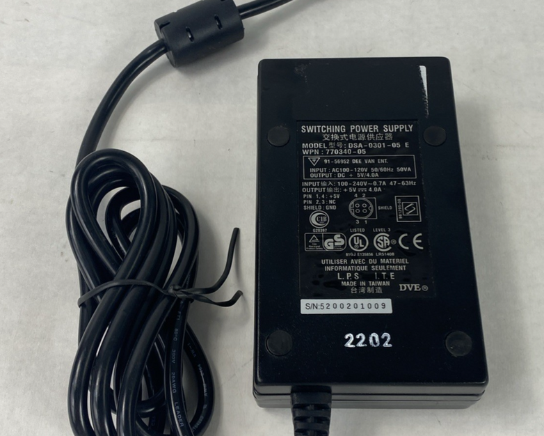 DVE DSA-0301-05 770340-05 5V 4.0A 4-Pin Din Switching Power Supply (Lot of 9)