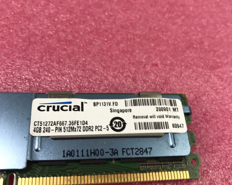 20GB Kit 5x 4GB 2XR4 PC2-5300F DDR2 CL5 ECC CT51272AF667 (Tested and Working)