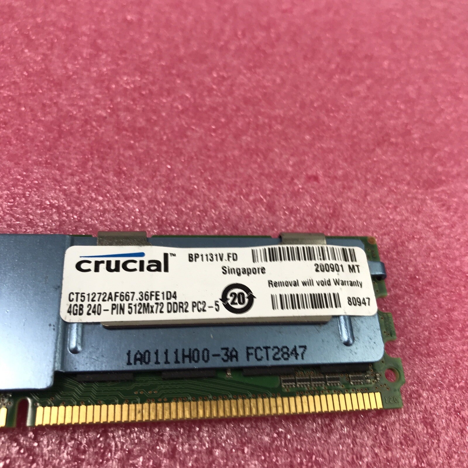20GB Kit 5x 4GB 2XR4 PC2-5300F DDR2 CL5 ECC CT51272AF667 (Tested and Working)