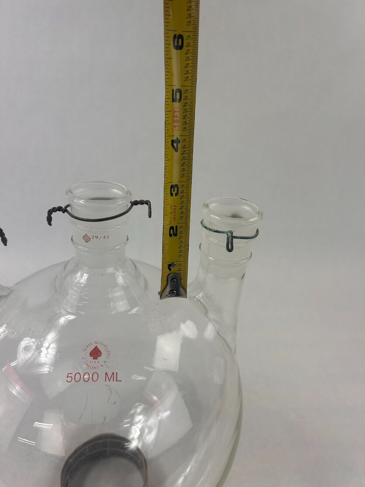 ACE Glass 5000mL 3-Neck Vertical Round Reaction Flask 29/42 Joints