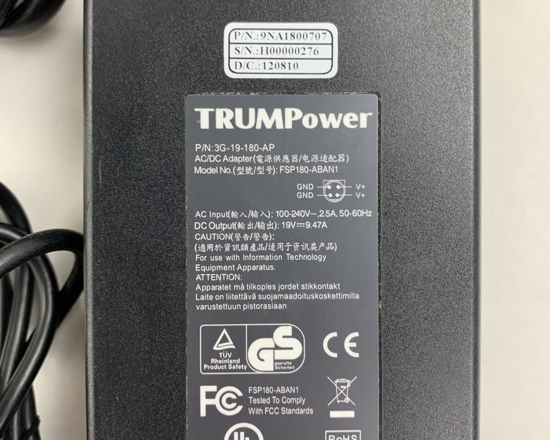 TRUMPower 3G-19-180-AP 19V DC Out 100-240V Input Power Supply AC Adapter