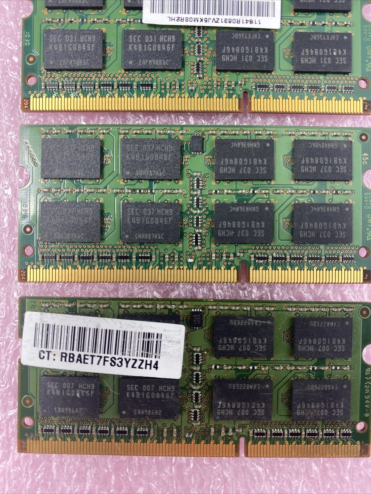 Lot ( 4 ) 2GB Samsung M471B5673FH0-CH9 2Rx8 PC3-10600S Laptop Memory RAM