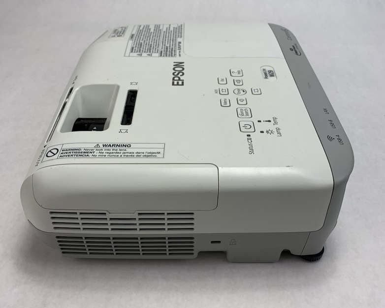 Epson PowerLite W29 H690A LCD Lamp Projector 1075 Hours - No Remote Broken Cover