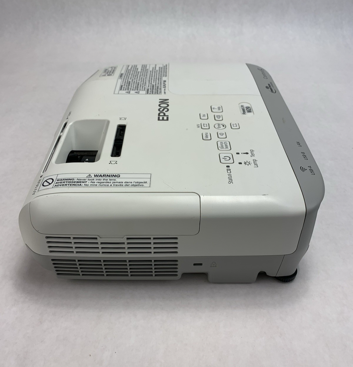 Epson PowerLite W29 H690A LCD Lamp Projector 1075 Hours - No Remote Broken Cover3