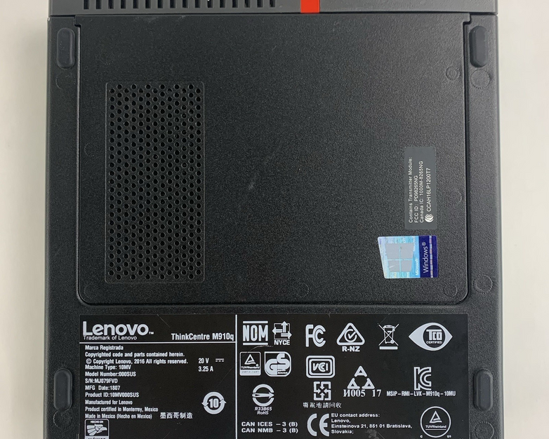 Lenovo M910q i5-7500T 2.7 GHz 8 GB RAM No SSD/HDD No OS No AC Adapter No Ant