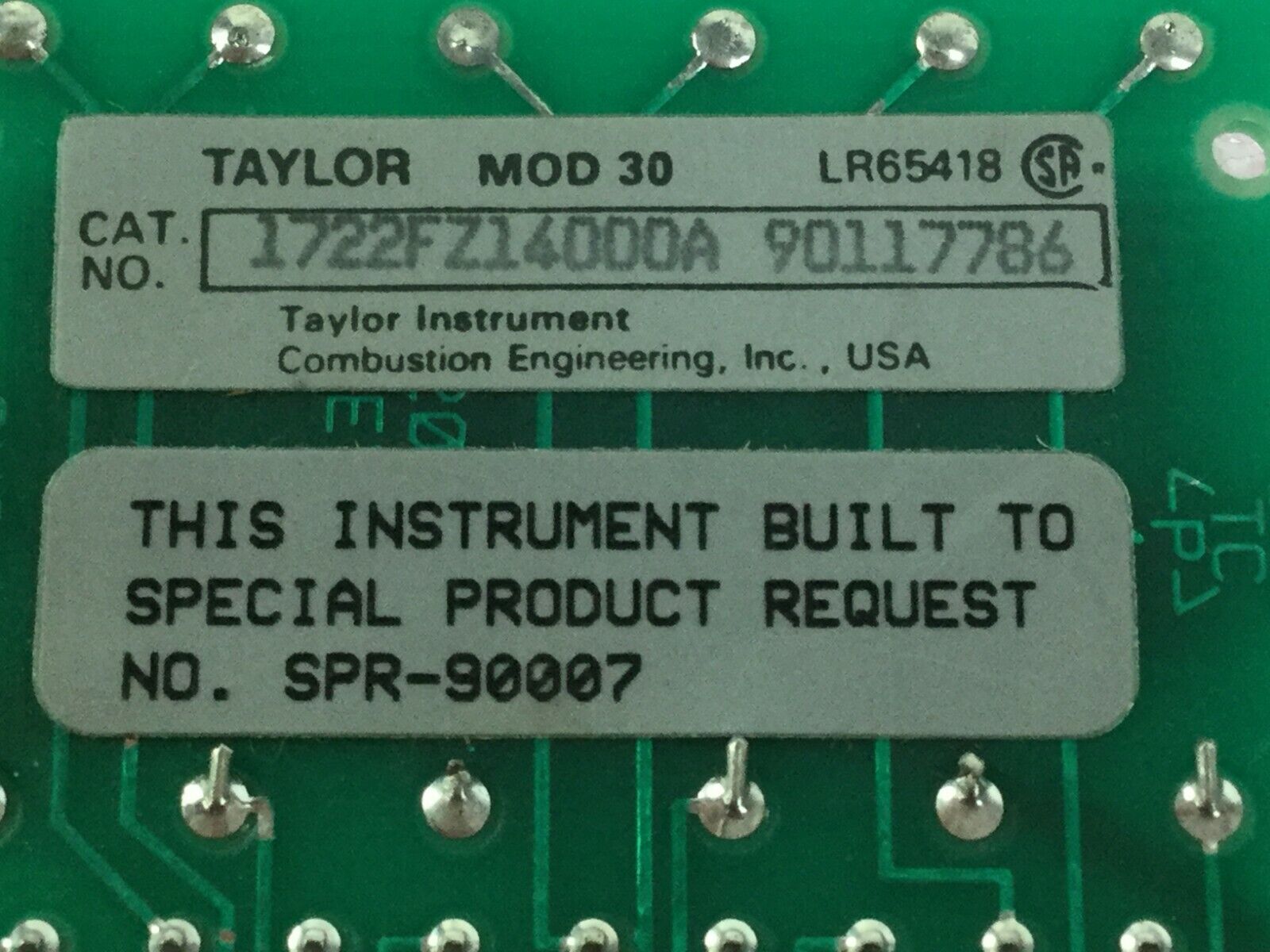 Taylor 1722FZ14000A  REV AB  MS4112  90117721  MOD 30  LR65418  SPR-90007