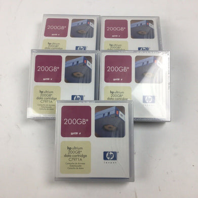 HP LTO-1 Ultrium 200GB Data Cartridge C7971A (Lot of 5)