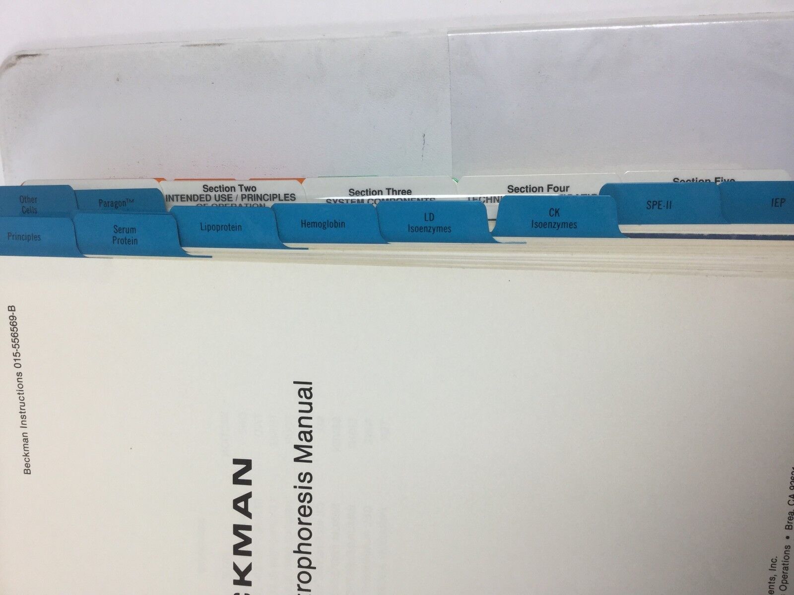 Paragon Electrophoresis Manual Beckman in Binder with Multiple Tabs