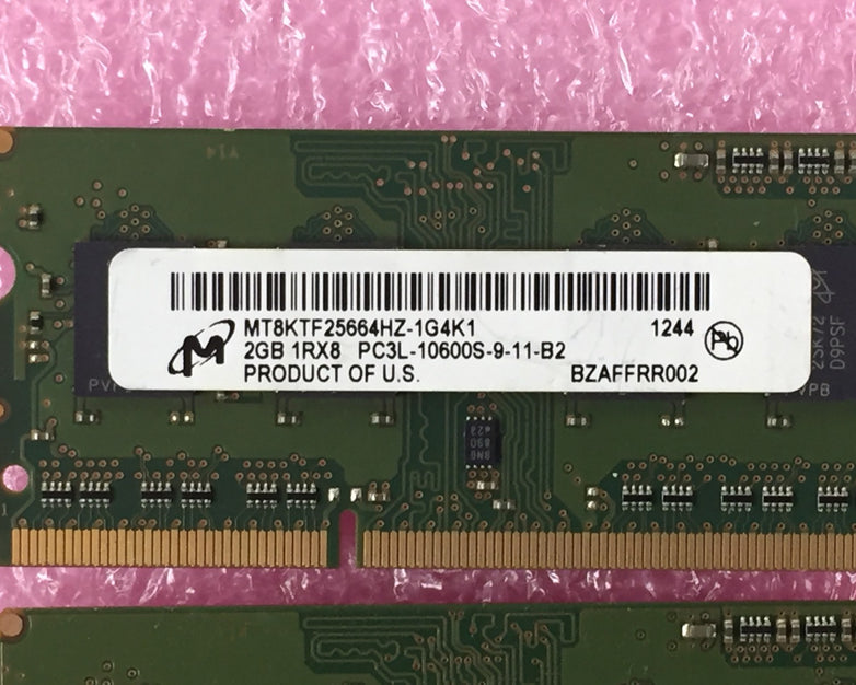 4GB Kit (2x 2GB) PC3L-10600S-9-11-B2 Micron MT8KTF25664HZ-1G4K1