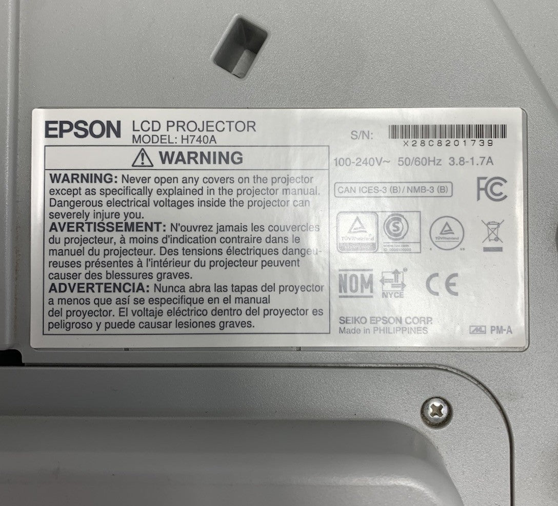 Epson PowerLite 695Wi H740A LCD Lamp Projector 828 Lamp Hours - No Remote7
