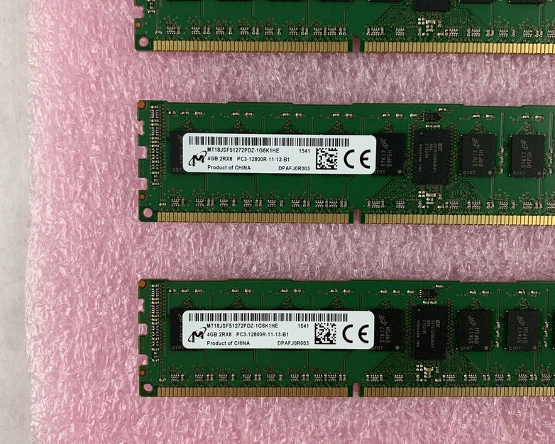 Lot of 8 Micron 4GB PC3-12800R DDR3 ECC SERVER RAM MT18JSF51272PDZ-1G6K1HE