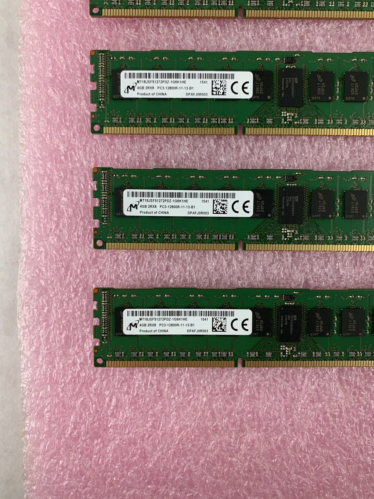 Lot of 8 Micron 4GB PC3-12800R DDR3 ECC SERVER RAM MT18JSF51272PDZ-1G6K1HE