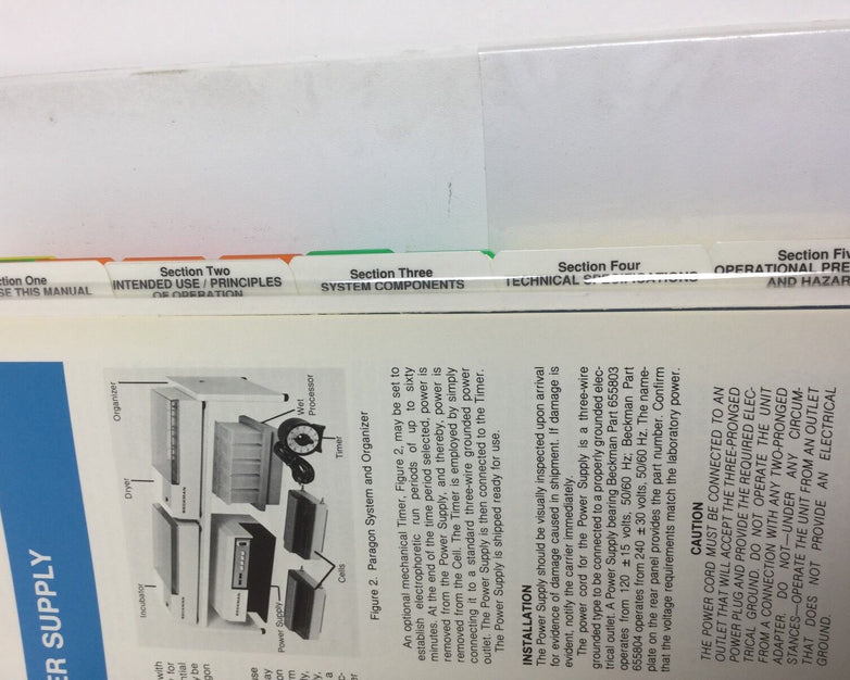 Paragon Electrophoresis Manual Beckman in Binder with Multiple Tabs