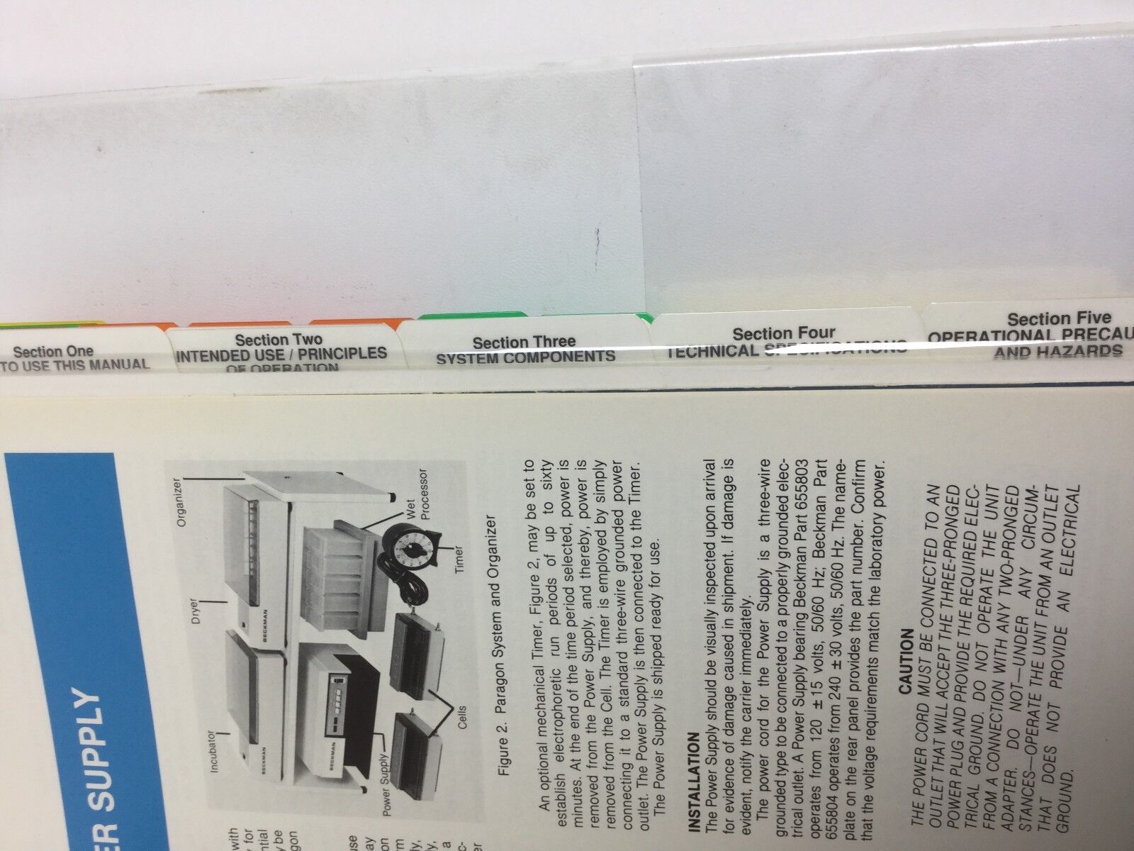 Paragon Electrophoresis Manual Beckman in Binder with Multiple Tabs