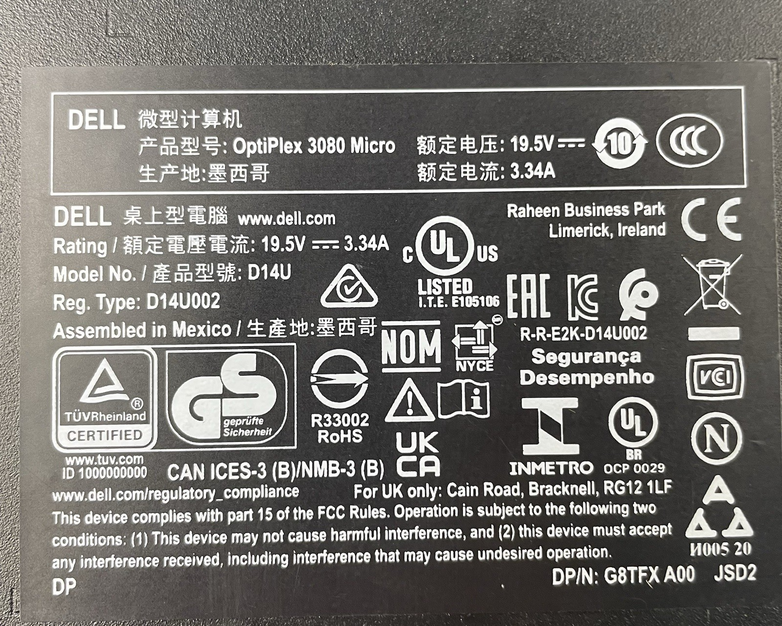 Dell Optiplex 3080 Micro i5-10500T 2.30 GHz 8 GB RAM No SSD/OS/AC - Bad USB