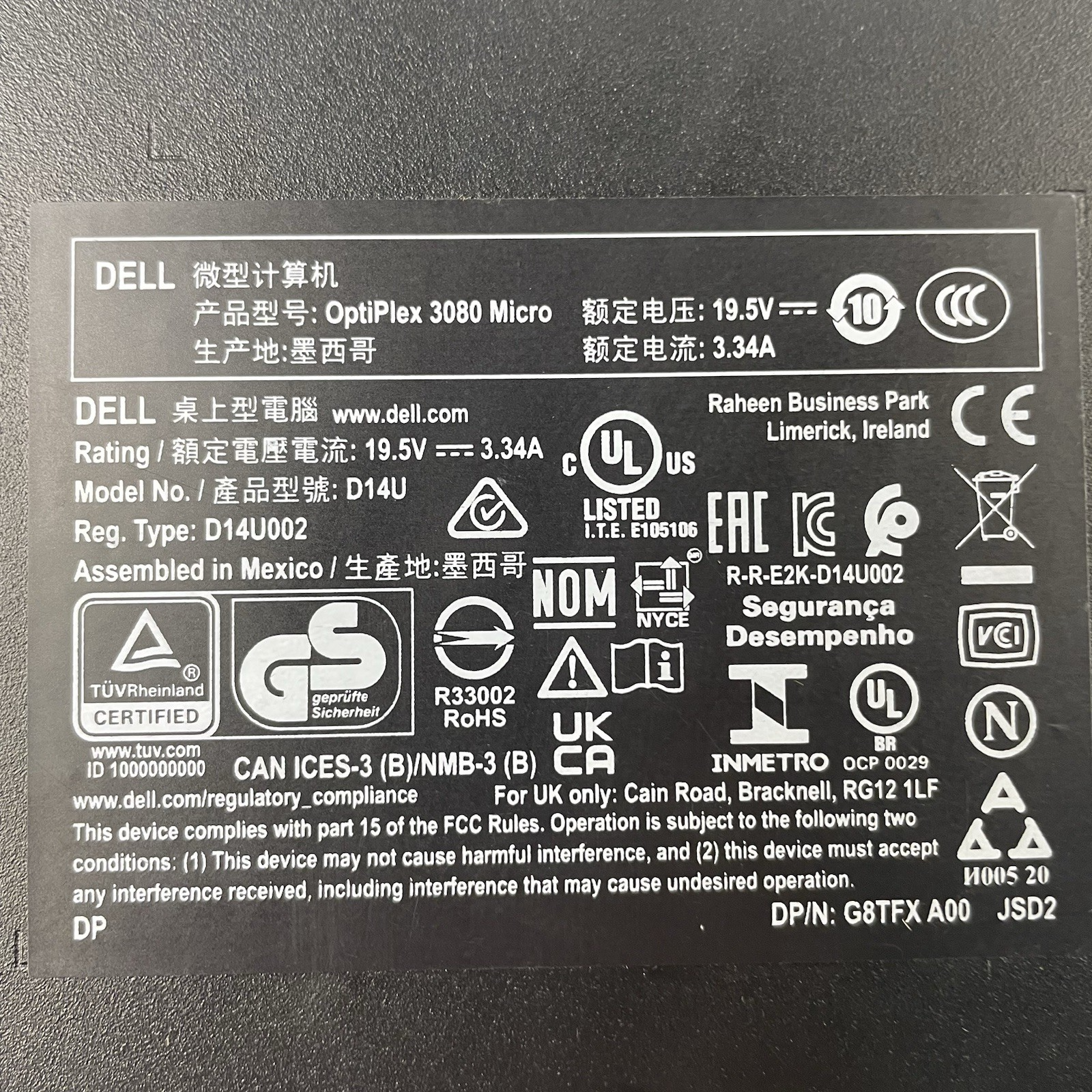 Dell Optiplex 3080 Micro i5-10500T 2.30 GHz 8 GB RAM No SSD/OS/AC - Bad USB10