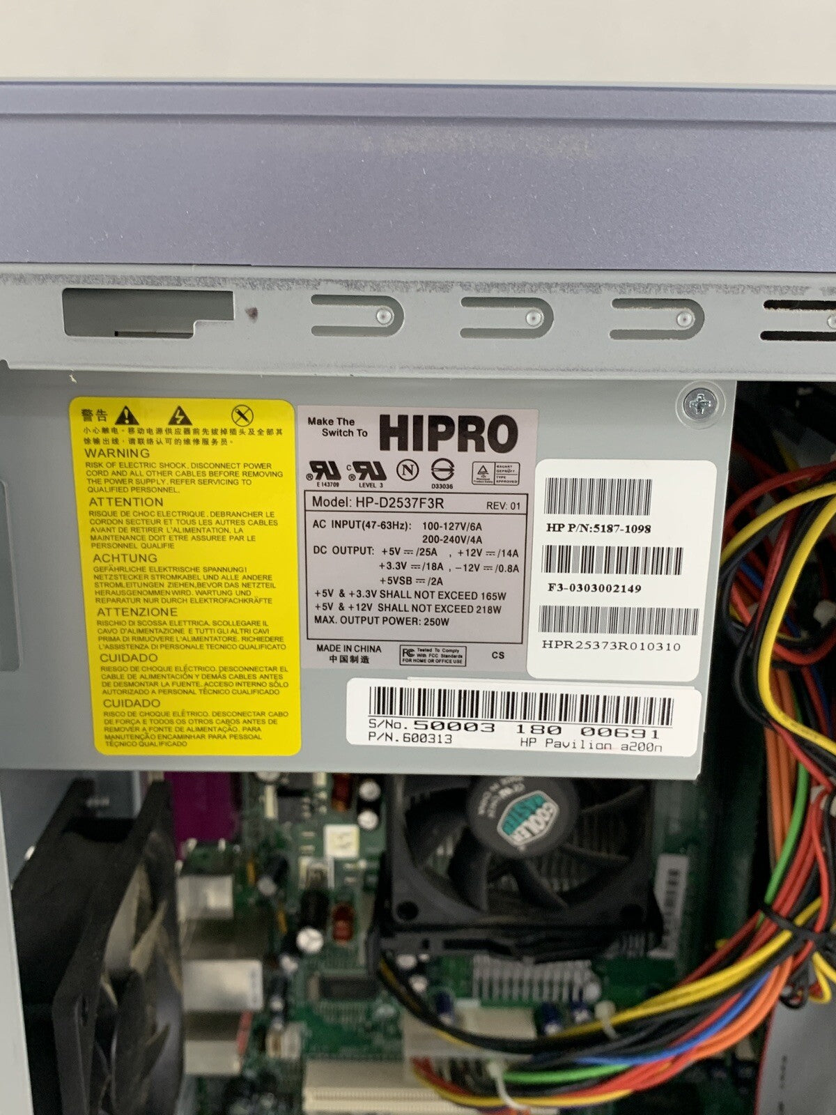 HP Pavilion a200n MT Intel Celeron 2.40 GHz 768 MB RAM No HDD No OS