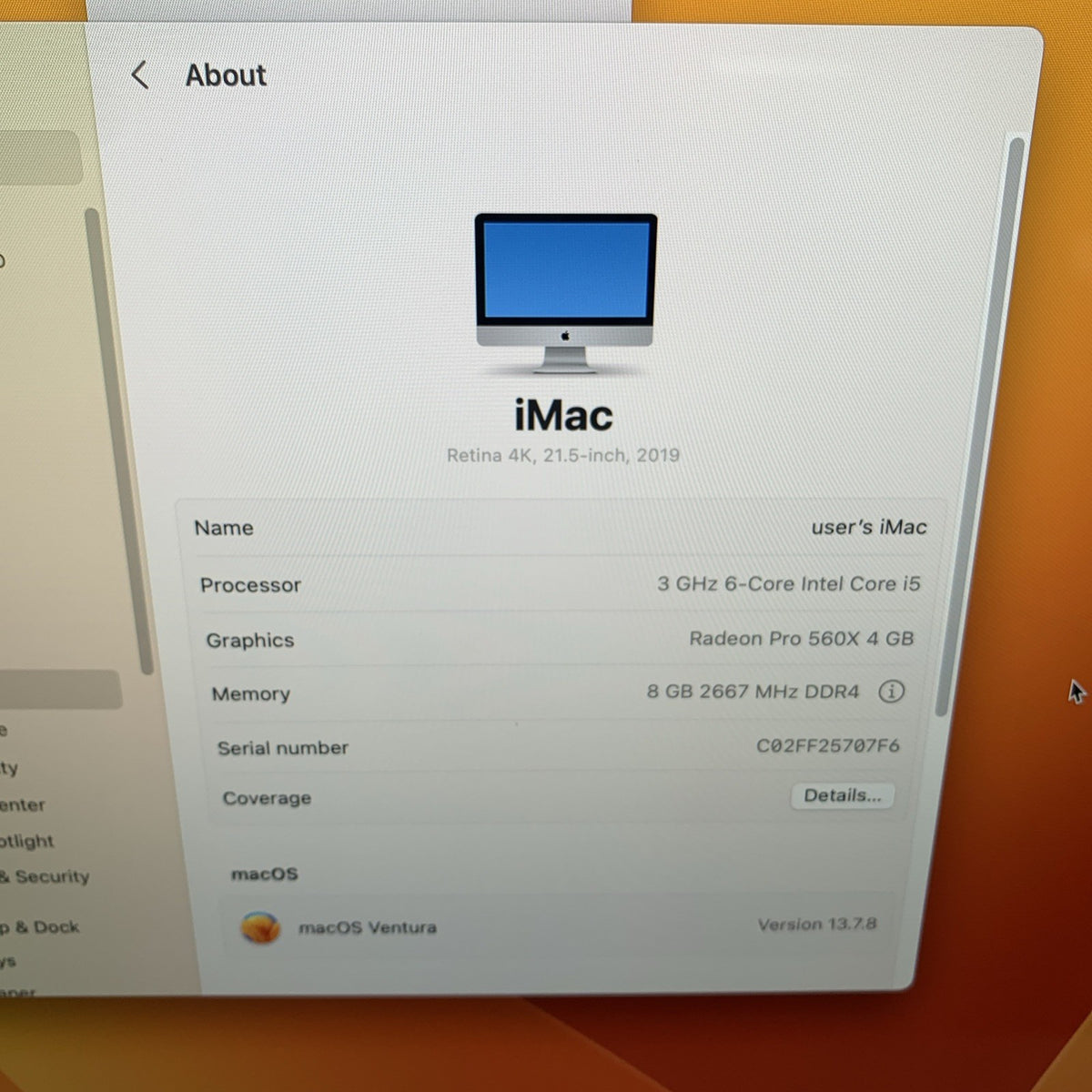Apple iMac A2116 2019 Retina 4K 21.5" 3GHz i5 8GB RAM 250GB SSD - USB Port Bad 2