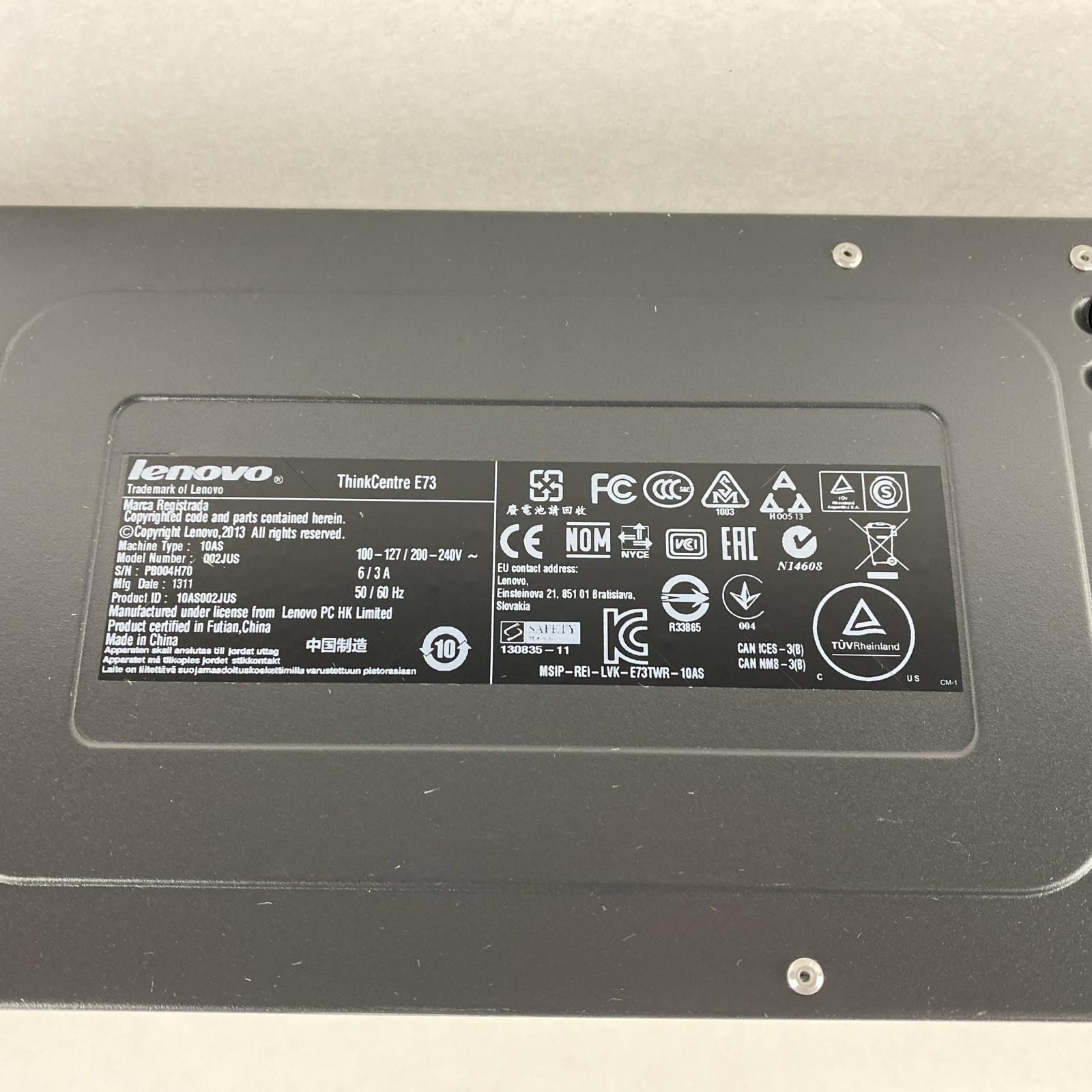 Lenovo ThinkCentre E73 MT Intel Core i3-4130 3.40GHz 8GB RAM No HDD No OS
