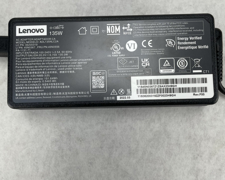 LENOVO ADL135NLC2A 135W 20V 6.75A AC Adapter Charger Lot of 5