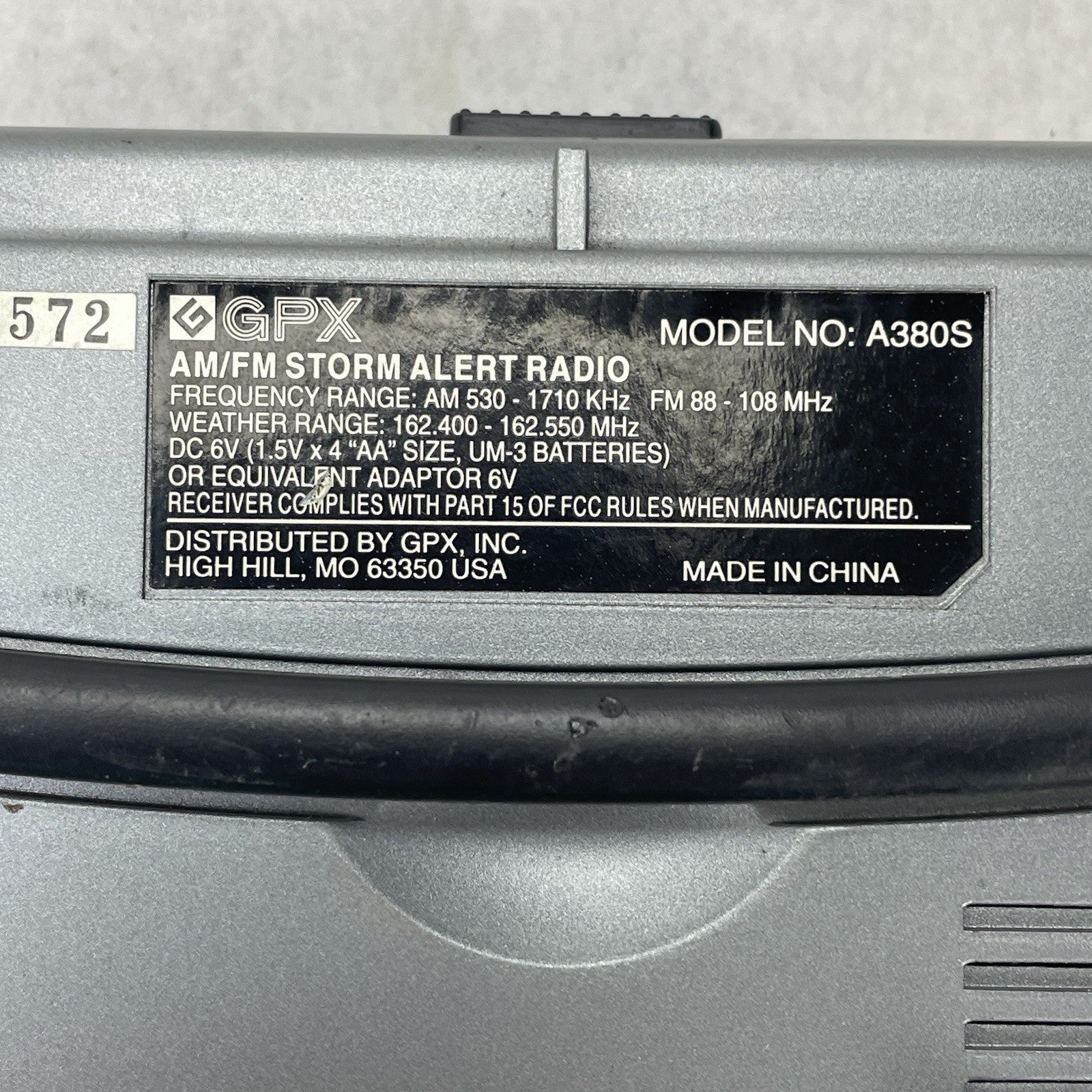 GPX A380S AM/FM Weather Band Radio Storm Alert Battery Indicator Silver7