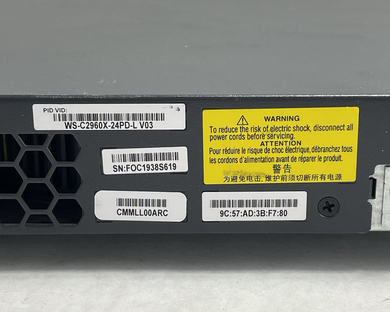 Cisco WS-C2960X-24PD-L V03 Tested & Reset No Rack Ears