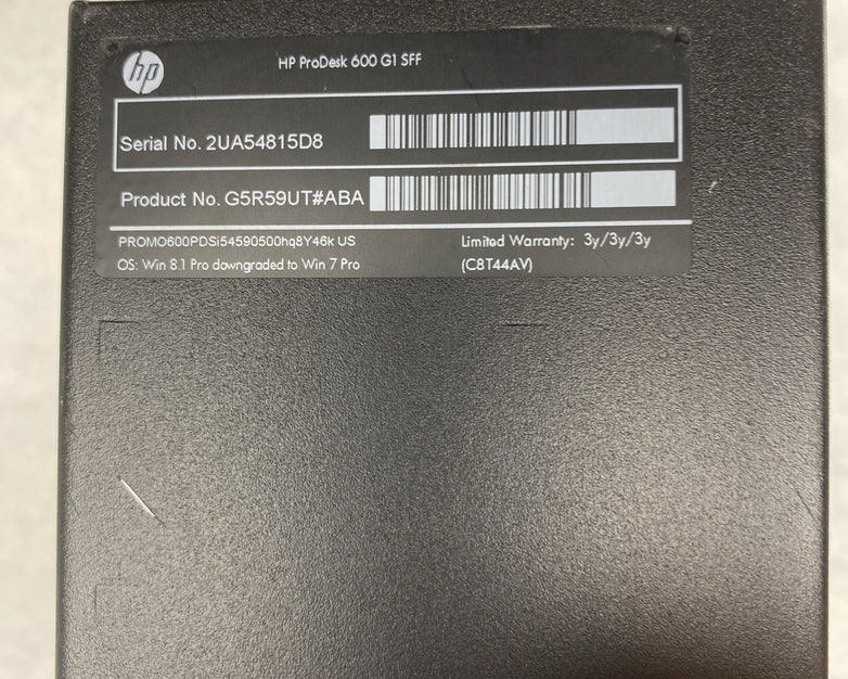 HP ProDesk 600 G1 SFF Intel Quad Core i5-4590 3.30GHz 8GB RAM DVDCDRW No HDD OS