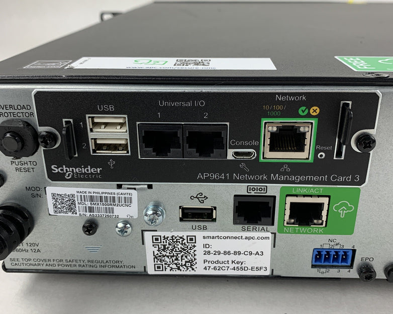 APC SMX1500RM2UCNC Battery Backup UPS Tested w/ AP9641 No Batt No Caddy