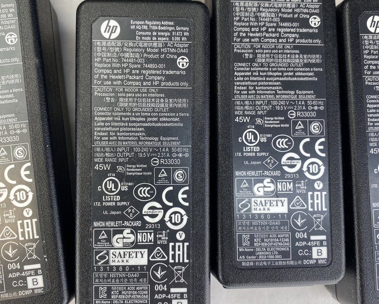Lot of 6 HP 744481-003 adapter charger power supply 7.4mm*5.0mm 45W 19.5V 2.31A