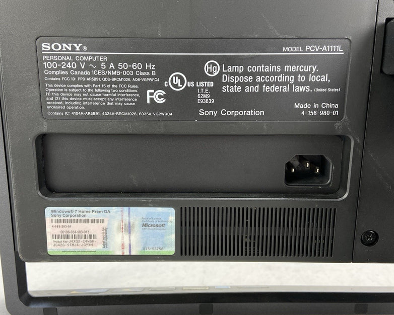Sony VPCL114FX AIO Intel Core 2 Duo E7500 2.93GHz 4GB RAM No HDD No OS