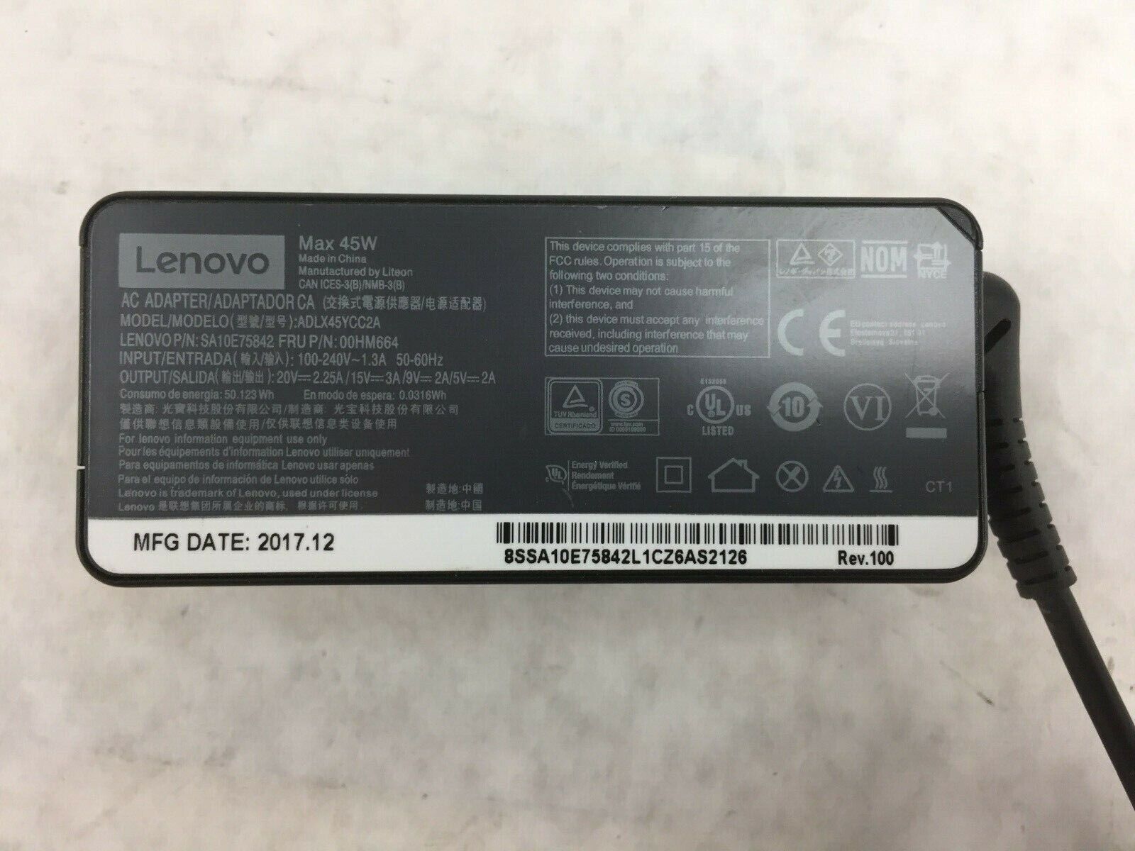 Lenovo AC Adapter 45W ADLX45YCC2A SA10E75842