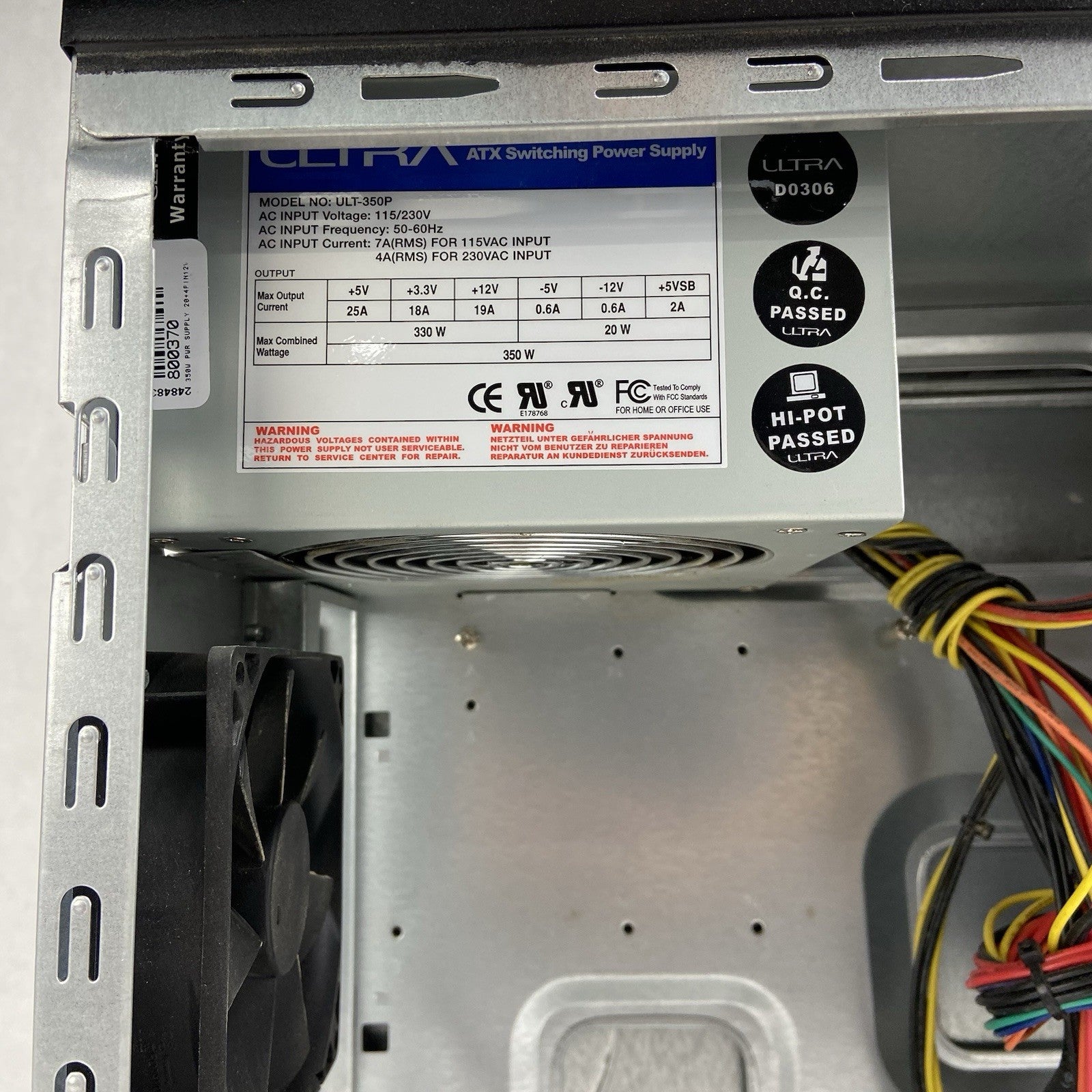 Systemax Venture Mid Tower Computer Case Ultra ULT-350P 350W PSU9