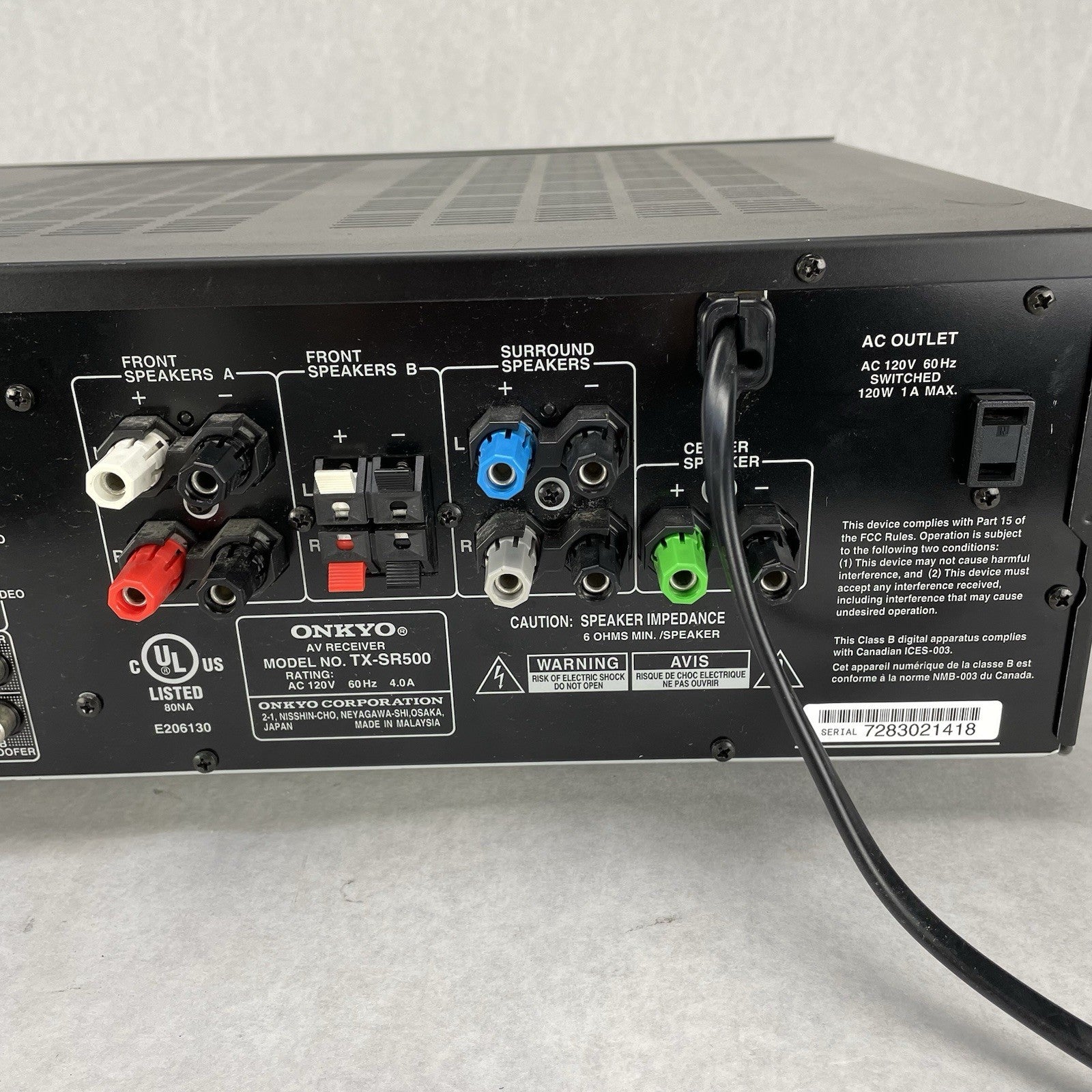 Onkyo TX-SR500 5.1 Ch. Home Theater AV Receiver Dolby Digital Power Tested
