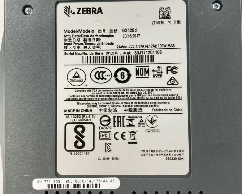 Zebra GX4ZOD Label Printer For Parts or Repair