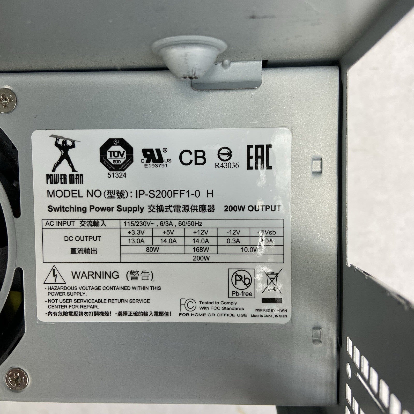 In Win BP655 Mini-ITX Tower Computer Case Power Man IP-S200FF1-0 H 200W PSU10