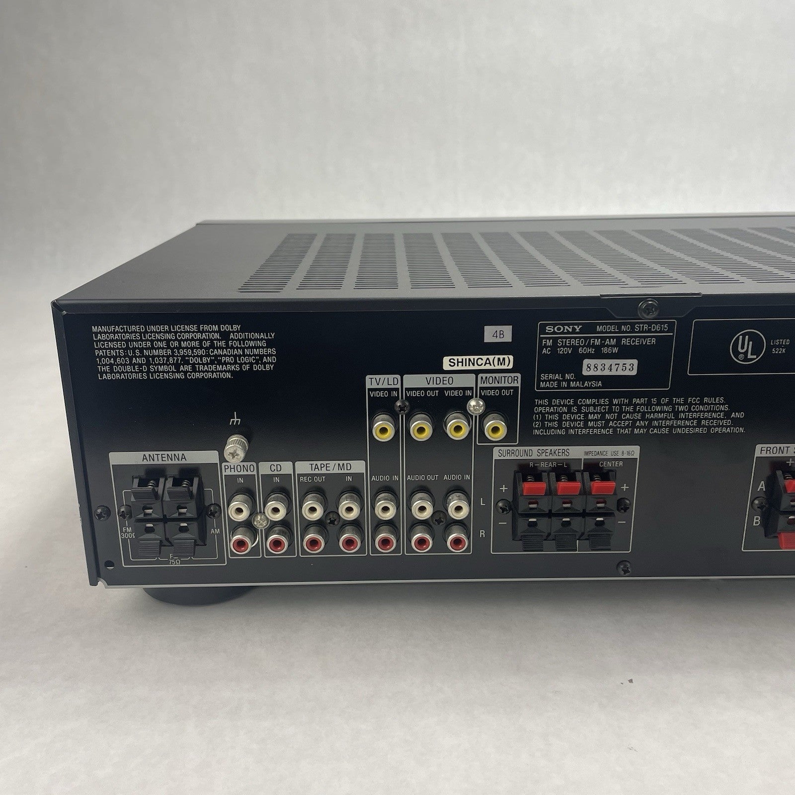 Sony STR-DE615 5.1 A/V Receiver 100W Dolby Digital DTS AM/FM Digital Tuner5