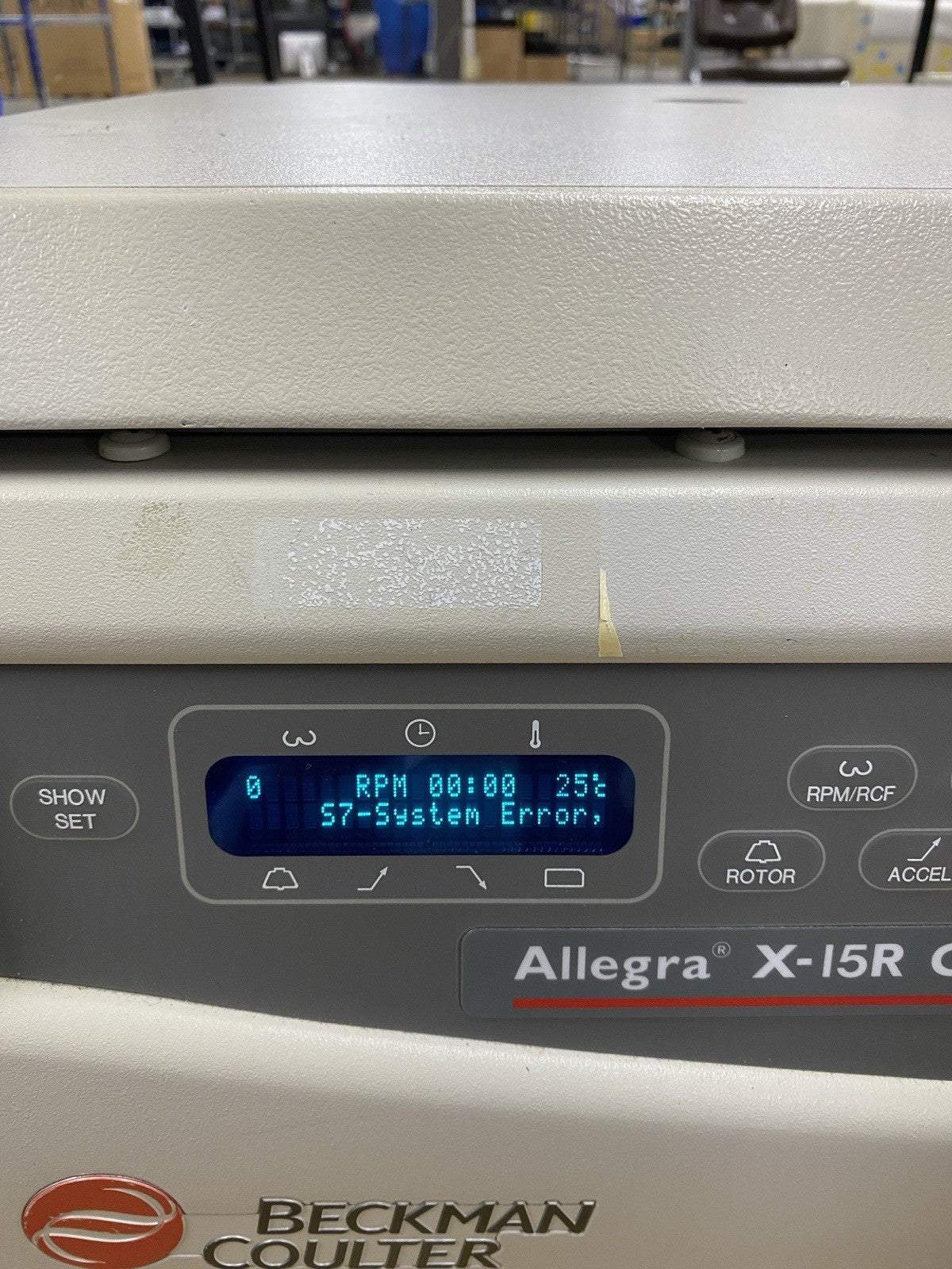 Beckman Coulter Allegra X-15R Refrigerated Centrifuge - S7 Sytem Error