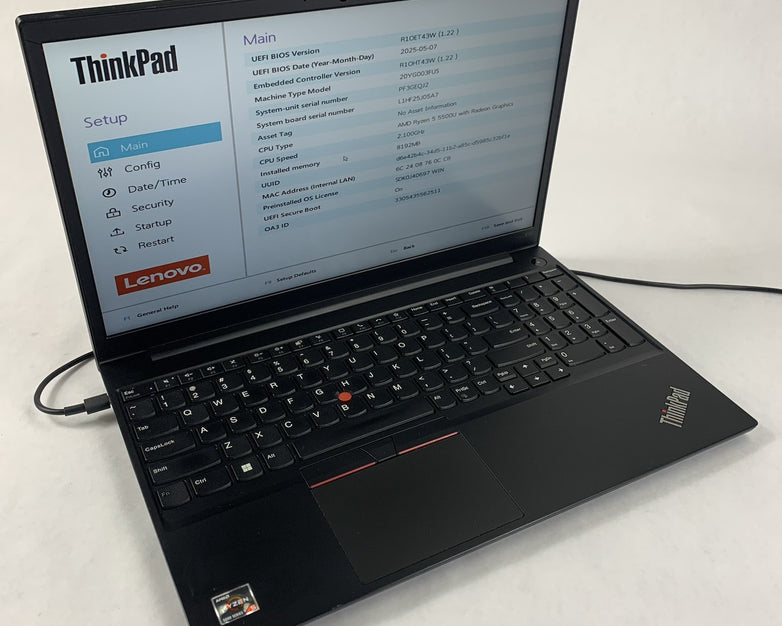 Lenovo ThinkPad E15 Gen 3 15.6" Ryzen 5 5500U 2.1 GHz 8 GB RAM No OS/HDD/AC/Batt