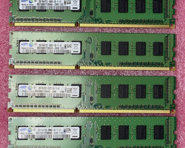 Lot ( 8 ) 2GB Samsung M378B5773DH0-CH9 1Rx8 PC3-10600U DDR3-1333MHz Desktop RAM