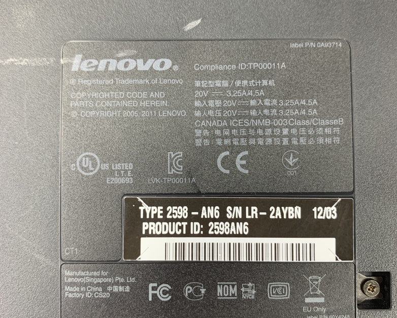 Lenovo ThinkPad L512 15.6" i5-M520 2.4 GHz 4 GB Ram No SSD/OS/AC/Batt