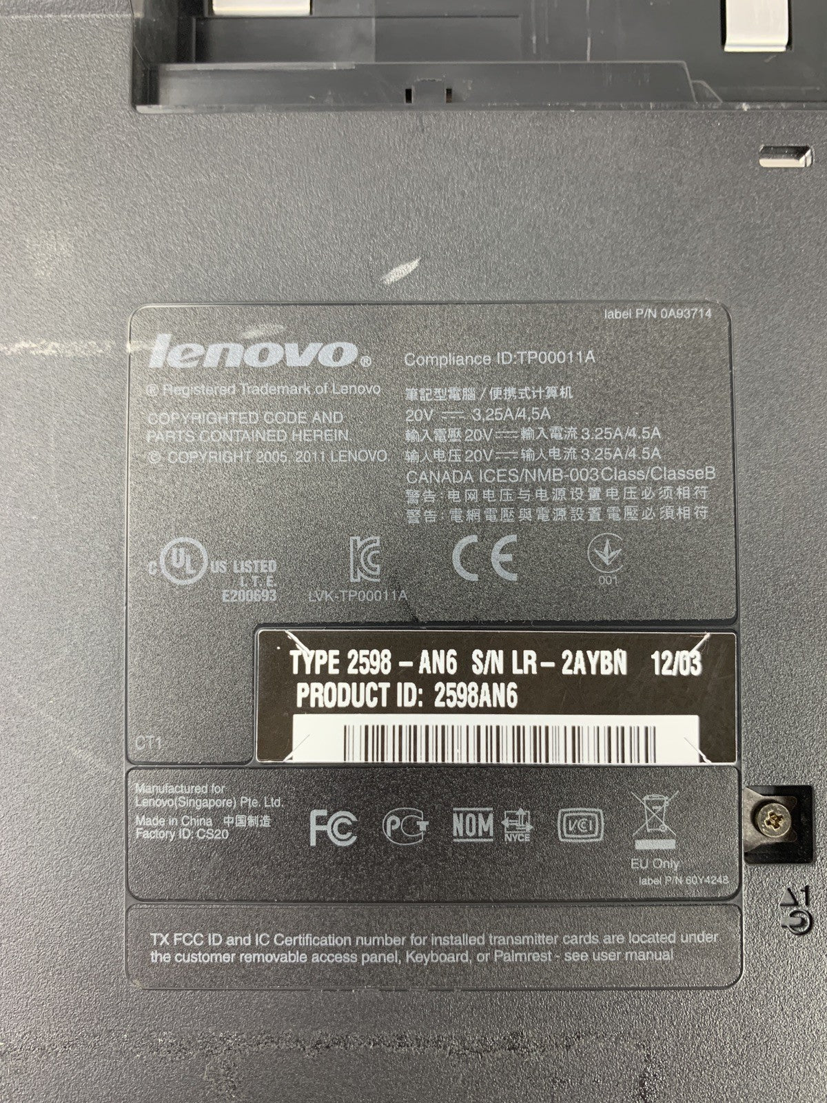 Lenovo ThinkPad L512 15.6" i5-M520 2.4 GHz 4 GB Ram No SSD/OS/AC/Batt12