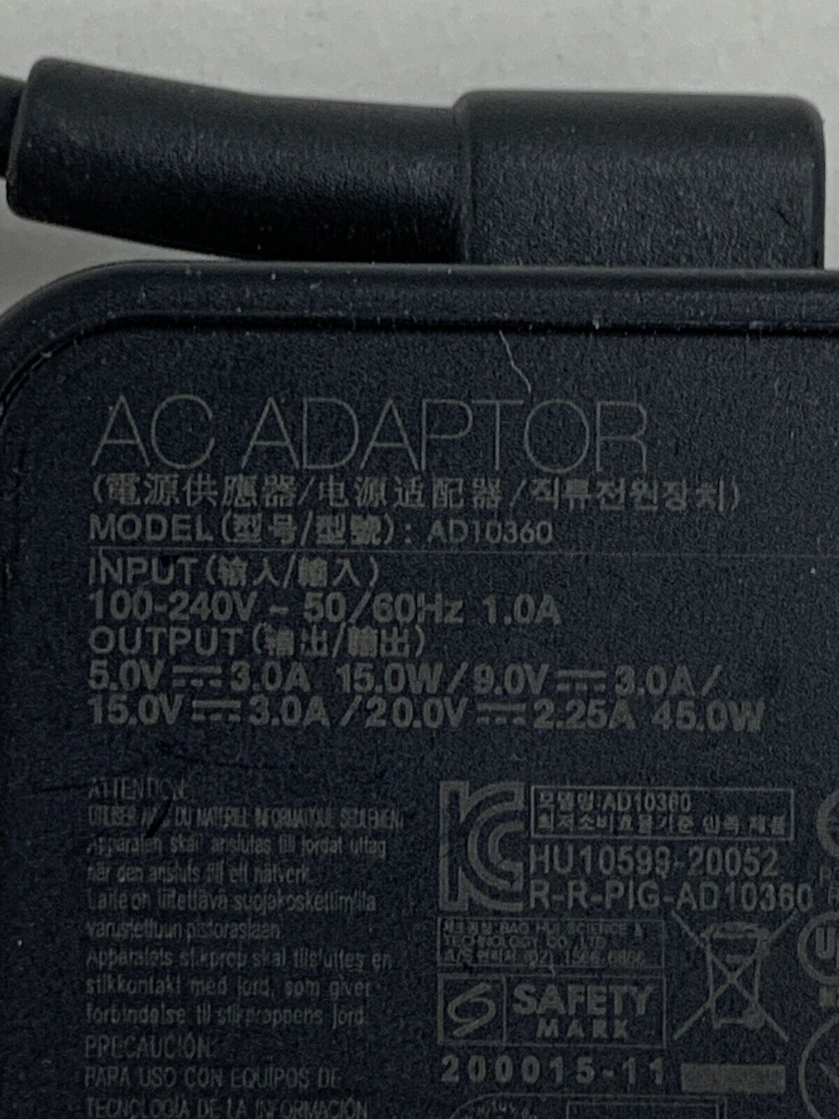 Asus AD10360 Laptop AC Adapter Charger 45W USB-C