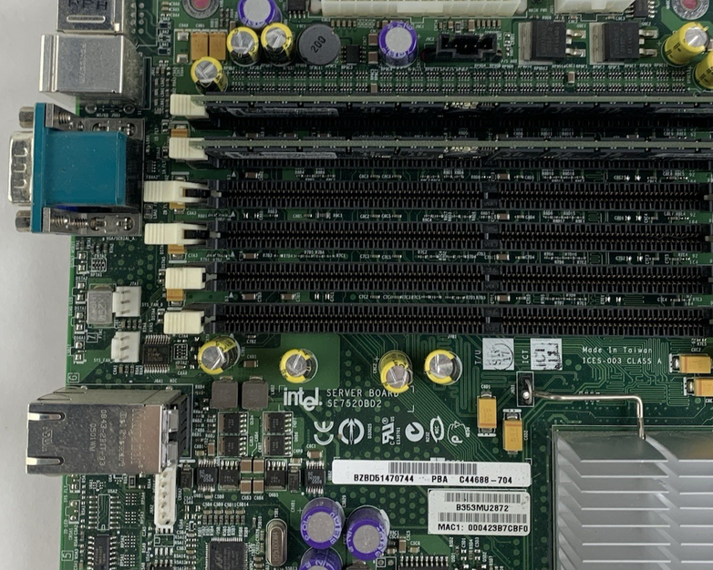 Intel SE7520BD2 Server Motherboard 2x Xeon 3.6 GHz 4 GB RAM Tested No IO Shield