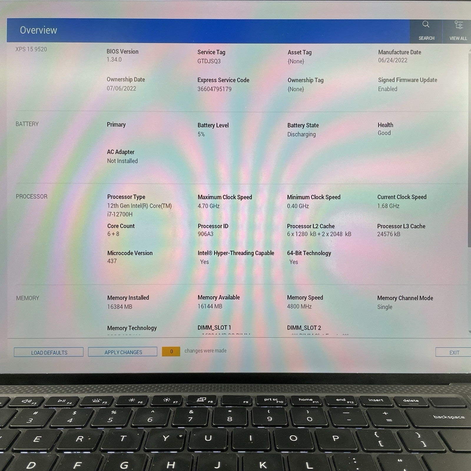 Dell XPS 15 9520 15.6" i7-12700H 2.27 GHz 16 GB RAM RTX 3060TI No SSD/OS/AC2