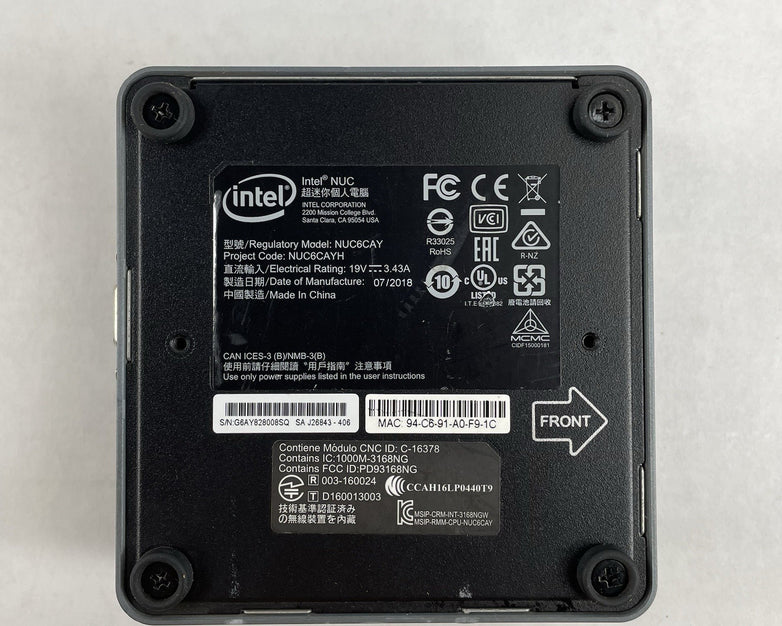 Intel NUC6CAY Micro Celeron J3455 1.50 GHz 8 GB RAM No SSD/OS/AC