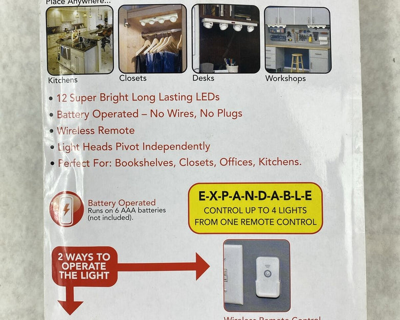 Rite Lite LPL704WRC White Battery Powered LED Strip Light NOS