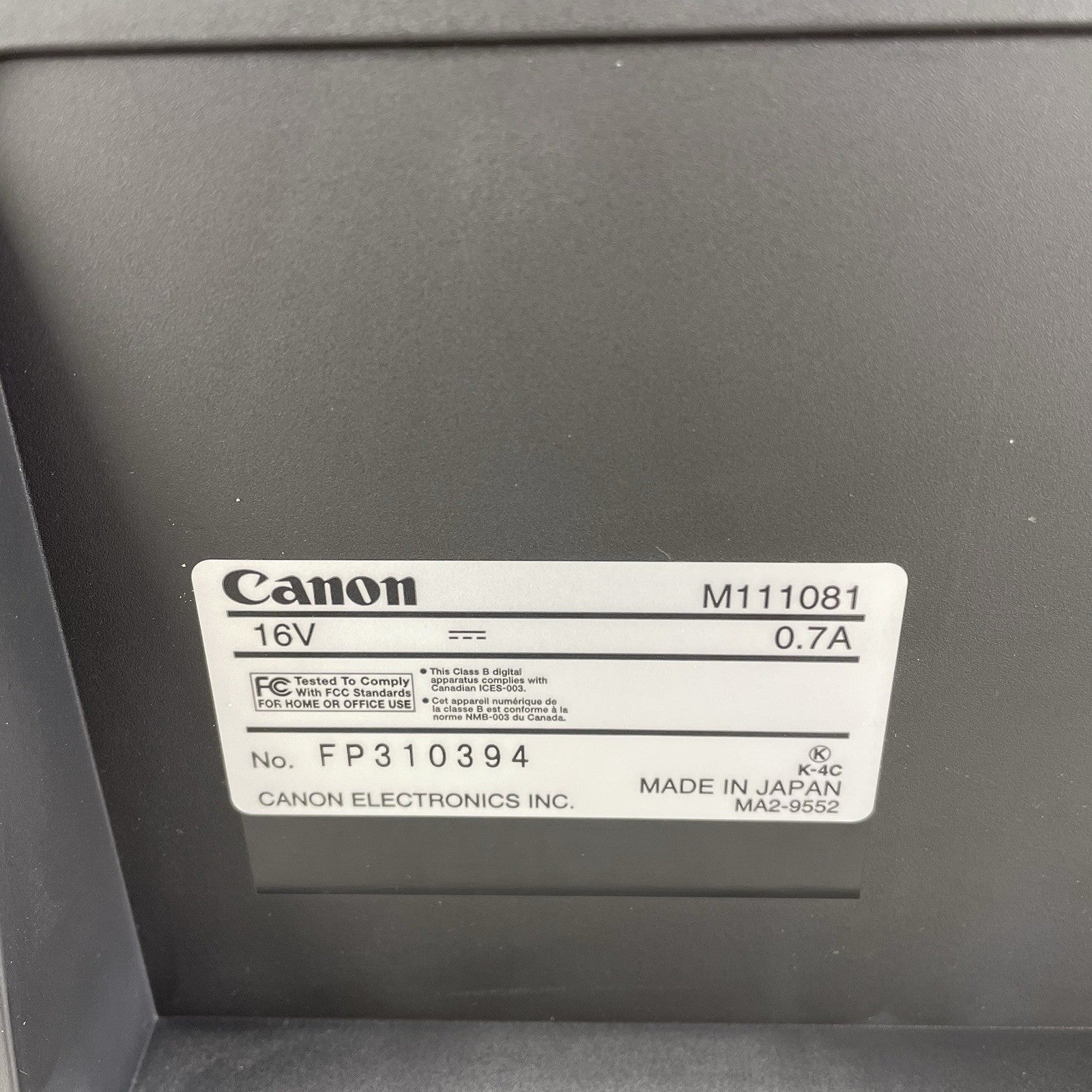 Canon ImageFormula DR-C125 Color Duplex Scanner M111081 w/ AC Adapter Untested