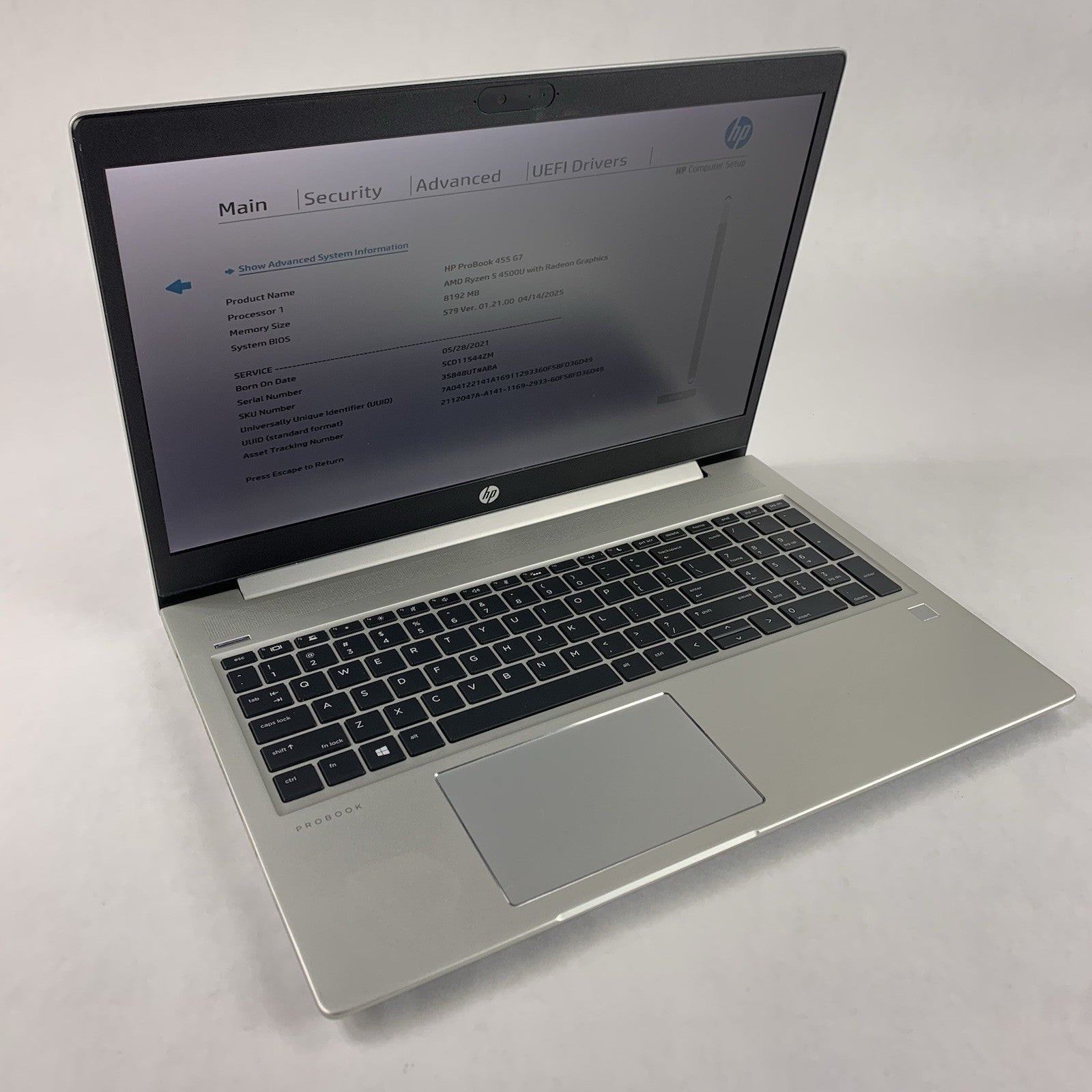 HP ProBook 455 G7 15.6" Ryzen 5 4500U 2.375 GHz 8GB RAM No SSD/OS/AC Dinged Edge0
